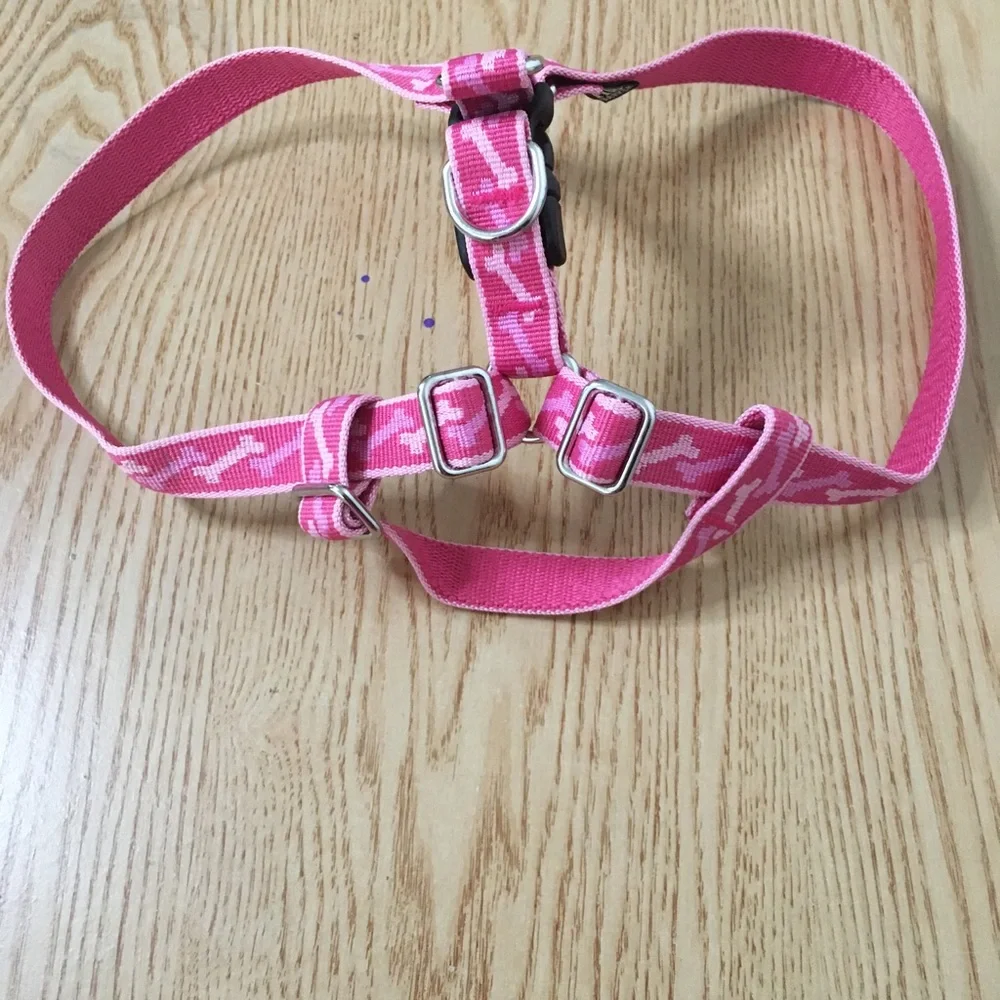 New Girly Doggie 🐶 Pink Bone 3/4” Harness Size Medium 14”-21” Leg/Chest Opening